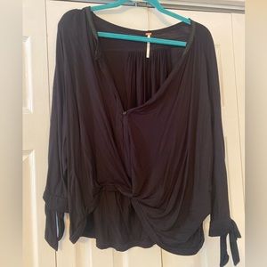 Free people quarter sleeve black shirt, size medium
